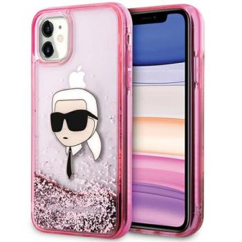 Karl Lagerfeld KLHCN61LNKHCP Glitter Karl Head keménytok iPhone 11 - rózsaszín kép