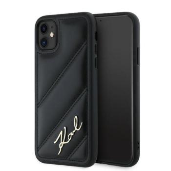 Karl Lagerfeld KLHCN61PQDSMGK Diagonal Quilted Script tok iPhone 11 - fekete kép
