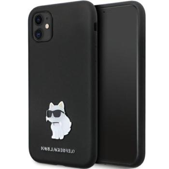 Karl Lagerfeld KLHCN61SMHCNPK iPhone 11 6.1&quot; fekete keménytok szilikon C fém kitűző kép