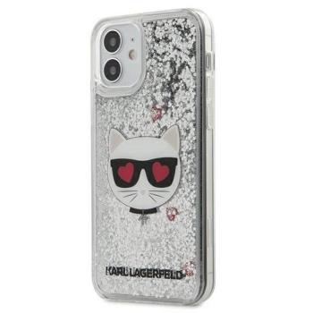 Karl Lagerfeld KLHCP12SLCGLSL iPhone 12 mini 5,4&quot; ezüst folyékony csillogó kristályos Choupette keménytok kép
