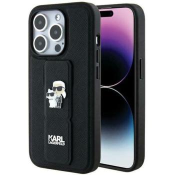 Karl Lagerfeld KLHCP13LGSAKCPK iPhone 13 Pro / 13 6.1&quot; fekete keménytok Gripstand Saffiano Karl&amp;Choupette kitűző kép