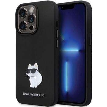 Karl Lagerfeld KLHCP13LSMHCNPK iPhone 13 Pro / 13 6.1&quot; fekete keménytok szilikon C fém kitűző kép