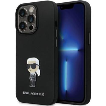 Karl Lagerfeld KLHCP13LSMHHKNPK iPhone 13 Pro / 13 6.1&quot; fekete szilikon ikonikus fém kitűző tok kép