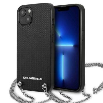 Karl Lagerfeld KLHCP13MPMK iPhone 13 6,1&quot; keménytok fekete bőr texturált és lánccal kép