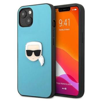 Karl Lagerfeld KLHCP13SPKMB iPhone 13 mini 5,4&quot; kék bőr keménytok ikonikus fém Karl Lagerfeld fej kép