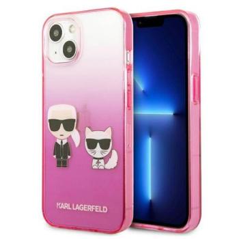 Karl Lagerfeld KLHCP13STGKCP iPhone 13 mini 5,4&quot; keménytok rózsaszín színátmenetes ikonikus Karl &amp; Choupette tok kép