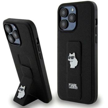 Karl Lagerfeld KLHCP13XGSACHPK iPhone 13 Pro Max 6.7&quot; fekete keménytok Gripstand Saffiano Choupette kitűző kép