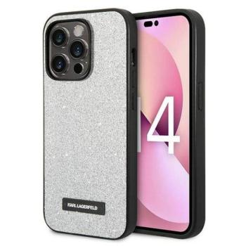 Karl Lagerfeld KLHCP14LG2ELS iPhone 14 Pro 6,1&quot; keménytok ezüst Glitter Plaque logós tok kép