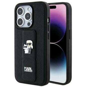 Karl Lagerfeld KLHCP14LGSAKCPK iPhone 14 Pro 6.1&quot; fekete keménytok Gripstand Saffiano Karl&amp;Choupette kitűzők kép