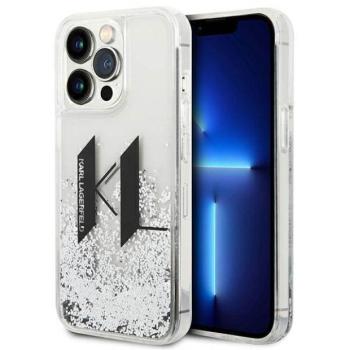 Karl Lagerfeld KLHCP14LLBKLCS iPhone 14 Pro 6,1&quot; ezüst folyékony csillogó kristályos keménytok nagy KL logó kép