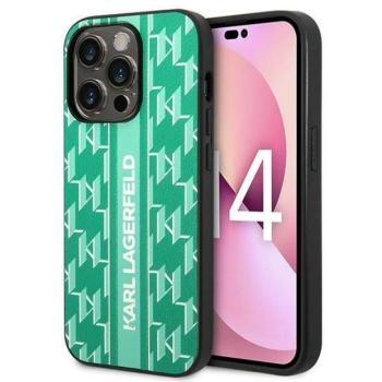Karl Lagerfeld KLHCP14LPGKLSKN iPhone 14 Pro 6,1&quot; keménytok zöld Monogram csíkos tok kép