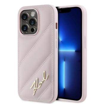 Karl Lagerfeld KLHCP14LPQDSMGP Diagonal Quilted Script tok iPhone 14 Pro - rózsaszín kép