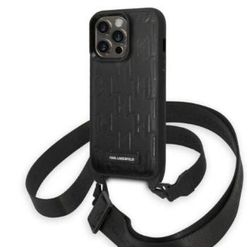 Karl Lagerfeld KLHCP14LSTMMK iPhone 14 Pro 6,1&quot; keménytok fekete Monogram Plaque Logo szíjjal kép