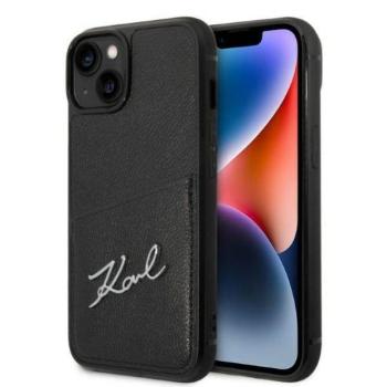 Karl Lagerfeld KLHCP14MCSSK iPhone 14 Plus / 15 Plus 6,7&quot; keménytok fekete Signature Logo kártyatartóval kép