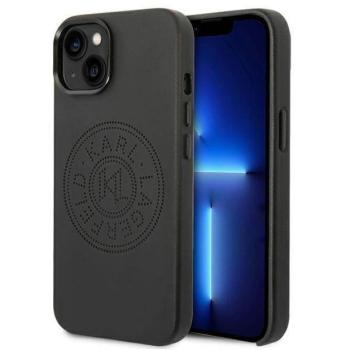 Karl Lagerfeld KLHCP14MFWHK iPhone 14 Plus / 15 Plus 6,7&quot; keménytok fekete bőr perforált logóval kép