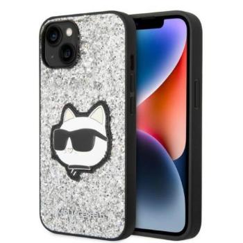 Karl Lagerfeld KLHCP14MG2CPS iPhone 14 Plus / 15 Plus 6,7&quot; ezüst keménytok Glitter Choupette Patch kép
