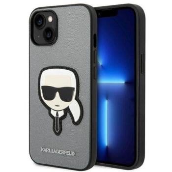 Karl Lagerfeld KLHCP14MSAPKHG iPhone 14 Plus 6,7&quot; ezüst keménytok Saffiano Karl&#039;s Head Patch kép