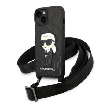 Karl Lagerfeld KLHCP14MSTKMK iPhone 14 Plus / 15 Plus 6,7&quot; fekete keménytok Monogram ikonikus Patch kép