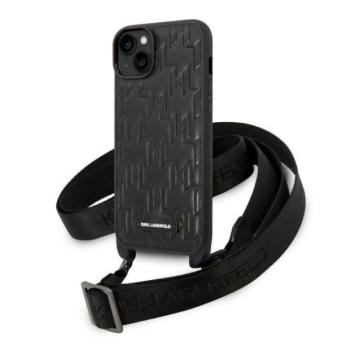 Karl Lagerfeld KLHCP14MSTMMK iPhone 14 Plus / 15 Plus 6,7&quot; keménytok fekete Monogram plakett Logo szíj kép