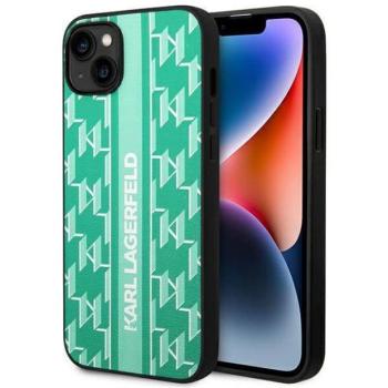 Karl Lagerfeld KLHCP14SPGKLSKN iPhone 14 6,1&quot; keménytok zöld Monogram csíkos kép