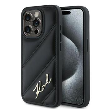 Karl Lagerfeld KLHCP14SPQDSMGK Diagonal Quilted Script tok iPhone 14 - fekete kép