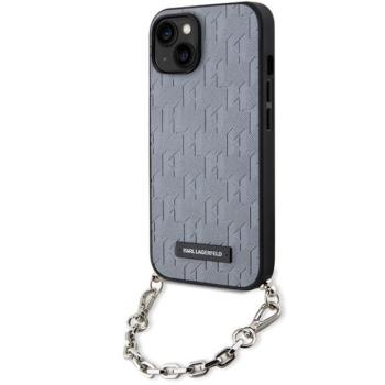 Karl Lagerfeld KLHCP14SSACKLHPG iPhone 14 6.1&quot; ezüst keménytok Saffiano monogramos lánccal ellátott kép