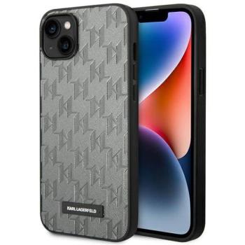 Karl Lagerfeld KLHCP14SSAKLHPG iPhone 14 6,1&quot; keménytok szürke szafiano mono fém logóval kép