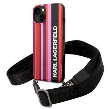 Karl Lagerfeld KLHCP14SSTSTP iPhone 14 6,1&quot; keménytok rózsaszín színű csíkos szíjjal kép