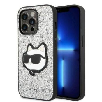 Karl Lagerfeld KLHCP14XG2CPS iPhone 14 Pro Max 6,7&quot; ezüst keménytok Glitter Choupette Patch tok kép
