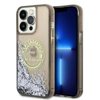 Karl Lagerfeld KLHCP14XLCRSGRK iPhone 14 Pro Max 6,7&quot; fekete keménytok folyékony csillogó kristályos RSG tok kép