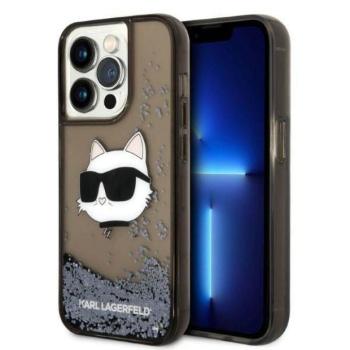 Karl Lagerfeld KLHCP14XLNCHCK iPhone 14 Pro Max 6,7&quot; fekete csillogó keménytok Choupette fej kép