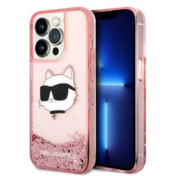 Karl Lagerfeld KLHCP14XLNCHCP iPhone 14 Pro Max 6,7&quot; rózsaszín csillogó keménytok Choupette fej kép