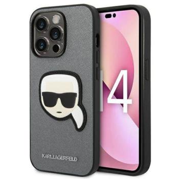 Karl Lagerfeld KLHCP14XSAPKHG iPhone 14 Pro Max 6,7&quot; ezüst keménytok Saffiano Karl Lagerfeld fej Patch tok kép