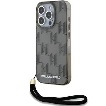 Karl Lagerfeld KLHCP15LHKDPNSK IML Mono KL Pattern &amp; Cord tok iPhone 15 Pro - fekete kép