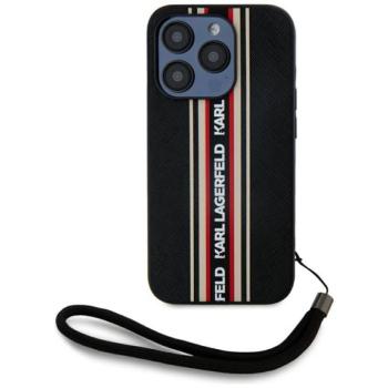 Karl Lagerfeld KLHCP15LPAMSCNSR Saffiano Athleisure Stripes Cord tok iPhone 15 Pro - piros kép