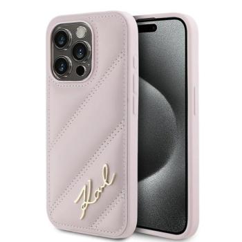 Karl Lagerfeld KLHCP15LPQDSMGP Diagonal Quilted Script tok iPhone 15 Pro - rózsaszín kép