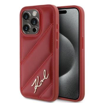 Karl Lagerfeld KLHCP15LPQDSMGR Diagonal Quilted Script tok iPhone 15 Pro - piros kép