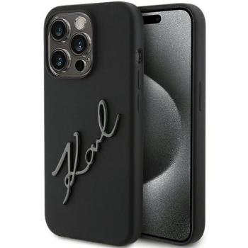 Karl Lagerfeld KLHCP15LSKSBMCK iPhone 15 Pro 6.1&quot; fekete keménytok szilikon Karl Script szilikon kép
