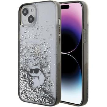 Karl Lagerfeld KLHCP15MLKCNSK iPhone 15 Plus 6.7&quot; átlátszó keménytok folyékony Glitter Choupette kép