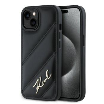 Karl Lagerfeld KLHCP15MPQDSMGK Diagonal Quilted Script tok iPhone 15 Plus - fekete kép