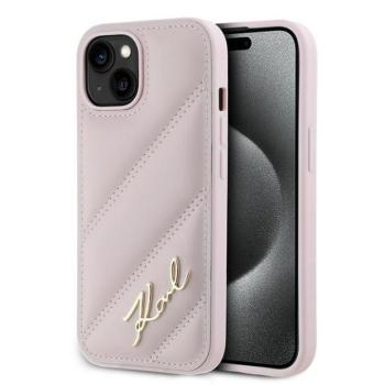 Karl Lagerfeld KLHCP15MPQDSMGP Diagonal Quilted Script tok iPhone 15 Plus - rózsaszín kép