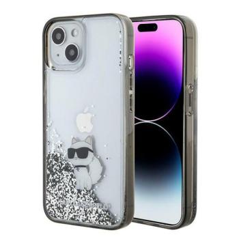 Karl Lagerfeld KLHCP15SLKCNSK iPhone 15 6.1&quot; átlátszó keménytok folyékony csillámos Choupette kép