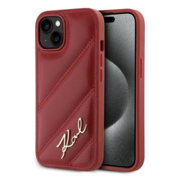 Karl Lagerfeld KLHCP15SPQDSMGR Diagonal Quilted Script tok iPhone 15 - piros kép