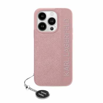 Karl Lagerfeld KLHCP15SPSAKDGCP Saffiano Rhinestones &amp; Charm tok iPhone 15 - rózsaszín kép
