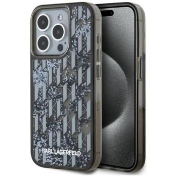 Karl Lagerfeld KLHCP15XLKLGKCCK Liquide Glitter Monogram Gradient tok iPhone 15 Pro Max - fekete kép