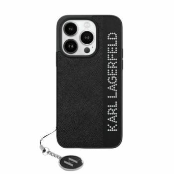 Karl Lagerfeld KLHCP15XPSAKDGCK Saffiano Rhinestones &amp; Charm tok iPhone 15 Pro Max - fekete kép