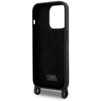 Karl Lagerfeld KLHCP15XSCBSKNK Silicone Ikonik Crossbody tok iPhone 15 Pro Max - fekete kép