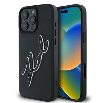Karl Lagerfeld KLHCP16L3DRKSDLK 3D Rubber Bicolor Signature keménytok iPhone 16 Pro - fekete kép