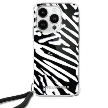 Karl Lagerfeld KLHCP16LHZBPKCCK IML Zebra Pattern &amp; Cord keménytok iPhone 16 Pro - fekete kép