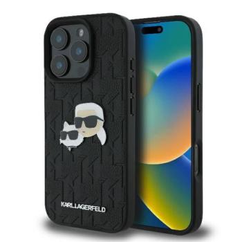 Karl Lagerfeld KLHCP16LPGKLKCPK Monogram Karl&amp;Chaoupette Head Pin keménytok iPhone 16 Pro - fekete kép